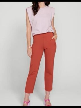 Women's High-Rise Straight Crop Pants - Terracotta